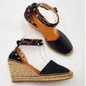 Maypol Leather Studded Espadrille Wedge Sandal Strappy Spain (SIze EU 37)